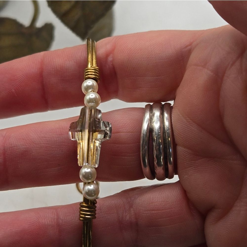 "5/$25" Luca + Danni Crystal Cross "Embrace The Journey" Charm Bangle Bracelet - Picture 6 of 9
